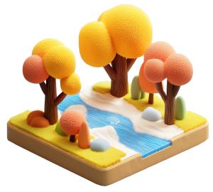 Isometric Tree Landscape  for Nature-Themed Presentations PowerPoint clipart graphic preview.