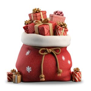Santa Gift Bag  for Festive Holiday Presentations PowerPoint clipart graphic preview.