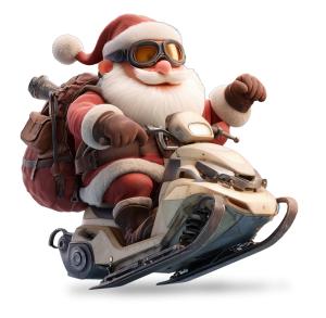 Santa Snowmobile Holiday  for Festive Presentations PowerPoint clipart graphic preview.