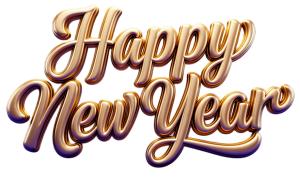 Elegant Happy New Year Typography  for Festive Presentations PowerPoint clipart graphic preview.