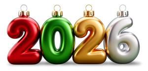 2026 Ornament  for Festive Holiday Presentations PowerPoint clipart graphic preview.