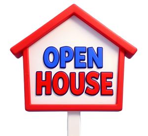 Open House Sign PowerPoint clipart graphic preview.