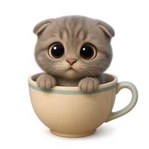 Scottish Fold Teacup PowerPoint clipart graphic preview.
