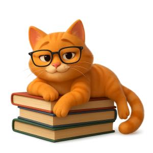Orange Tabby Books PowerPoint clipart graphic preview.