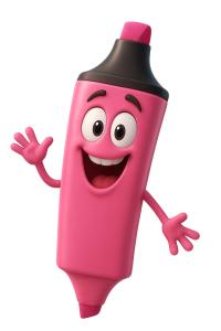 Pink Highlighter Cartoon PowerPoint clipart graphic preview.