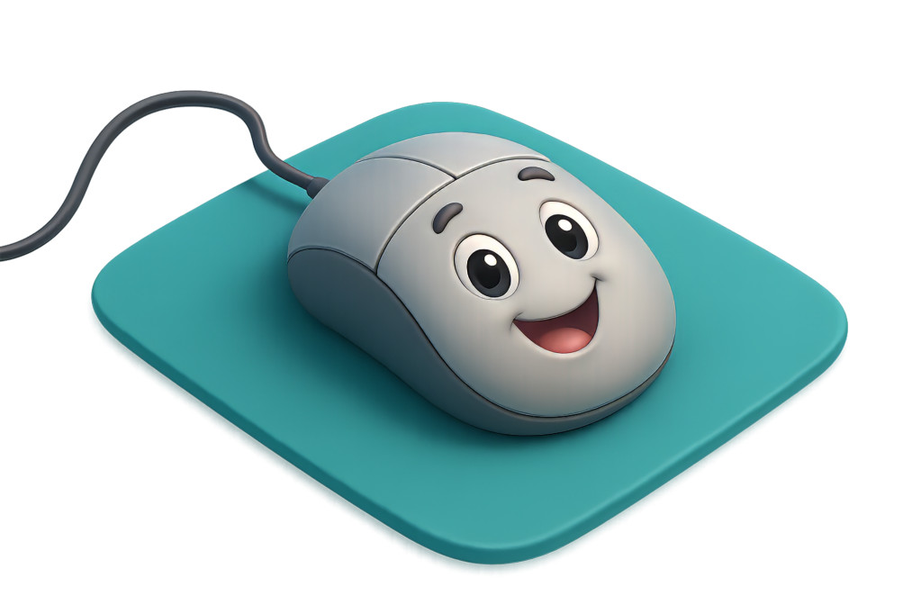 High-resolution clipart illustration of Cheerful Mouse Pad Clipart, designed for digital transformation strategies, enterprise software training, and advanced information technology frameworks.