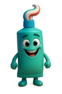 Joyful Toothpaste Character PowerPoint clipart graphic preview.