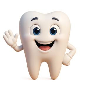 Cheerful Tooth Character PowerPoint clipart graphic preview.