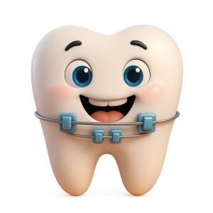 Joyful Tooth Character PowerPoint clipart graphic preview.