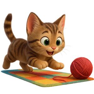 Tabby Kitten Yarn PowerPoint clipart graphic preview.