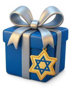 Gift Box Blue Silver PowerPoint clipart graphic preview.