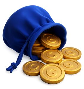 Velvet Pouch Gelt Coins PowerPoint clipart graphic preview.
