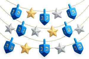 colorful dreidel garland PowerPoint clipart graphic preview.