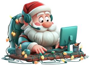 Santa Customer Support PowerPoint clipart graphic preview.