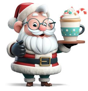 Santa Holiday Latte PowerPoint clipart graphic preview.