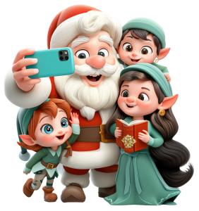 Santa and Elves Selfie  Image PowerPoint clipart graphic preview.