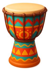 cheerful African drum PowerPoint clipart graphic preview.