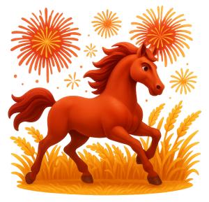 Racing Festive Horse PowerPoint clipart graphic preview.