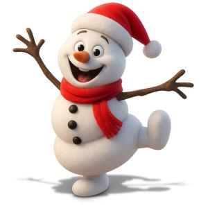 joyful dancing snowman PowerPoint clipart graphic preview.