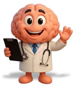 Cartoon Brain Health Character PowerPoint clipart graphic preview.