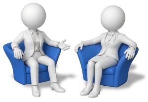 women talk show interview PowerPoint clipart graphic preview.