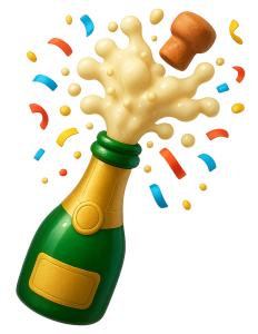 Champagne Bottle Confetti PowerPoint clipart graphic preview.