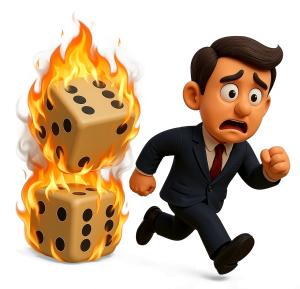 Running From Risk PowerPoint clipart graphic preview.