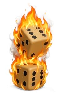 Dice On Fire PowerPoint clipart graphic preview.