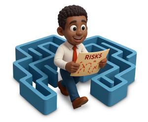 Navigating Risk Maze PowerPoint clipart graphic preview.