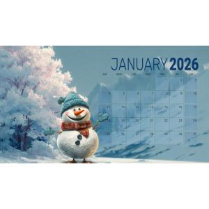 Winter Calendar Template Customizable PowerPoint clipart graphic preview.
