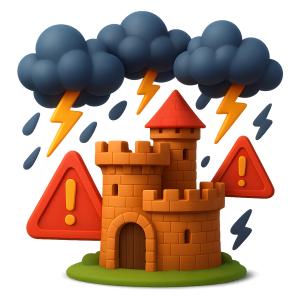 Risk Storm Fortress PowerPoint clipart graphic preview.
