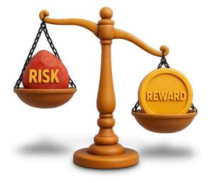 Reward Outweighs Risk PowerPoint clipart graphic preview.