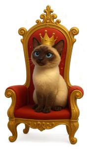 Regal Siamese Cat on a Throne PowerPoint clipart graphic preview.