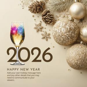 New Year Celebration Invitation Design Customizable PowerPoint clipart graphic preview.