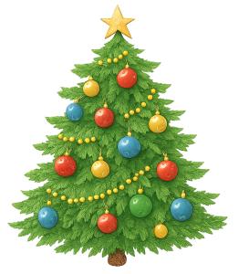 Colorful Christmas Tree  Illustration PowerPoint clipart graphic preview.