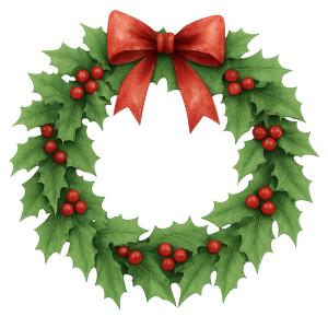 Christmas Wreath Holly  Illustration PowerPoint clipart graphic preview.