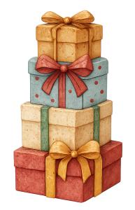 Wrapped Presents Stack  Illustration PowerPoint clipart graphic preview.
