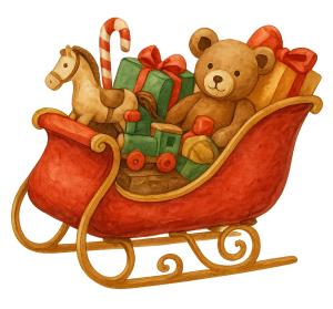 Santa Sleigh Toys  Illustration PowerPoint clipart graphic preview.