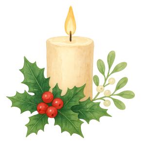 Festive Candle Mistletoe  Illustration PowerPoint clipart graphic preview.