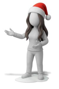 Woman Christmas Figure Presenting PowerPoint clipart graphic preview.