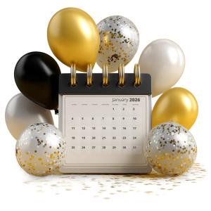 Balloon Calendar Template Design Customizable PowerPoint clipart graphic preview.