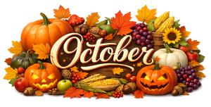 October Headline Title Art PowerPoint clipart graphic preview.