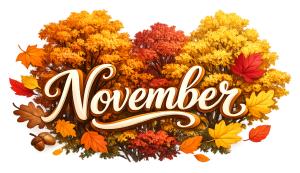 November Headline Title Design PowerPoint clipart graphic preview.