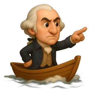 George Washington In Boat Pointing Forward PowerPoint clipart graphic preview.
