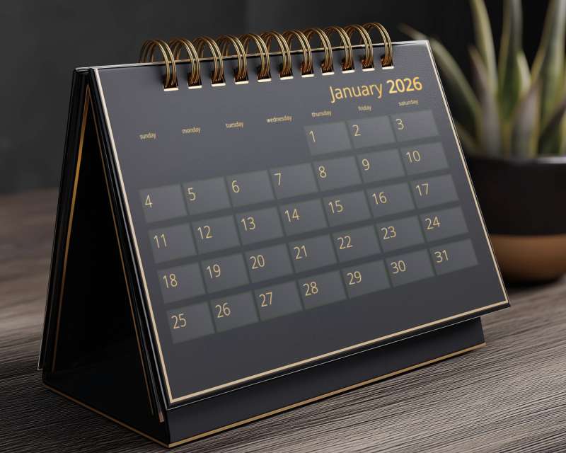 High-resolution customizable clipart of Executive Desk Calendar, designed for creative multimedia presentations, dynamic visual storytelling, and professional content design.