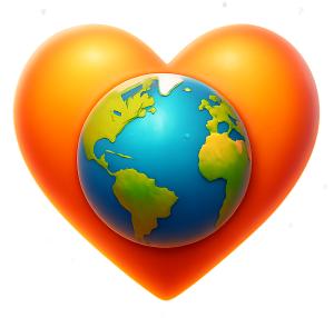 Glowing Heart Earth PowerPoint clipart graphic preview.