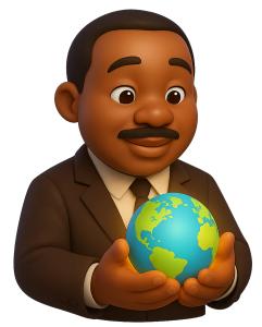 Mlk Glowing Globe PowerPoint clipart graphic preview.