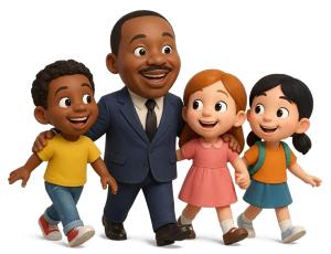 Mlk Walking Children PowerPoint clipart graphic preview.