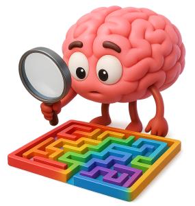 Brain Inspecting Maze PowerPoint clipart graphic preview.