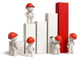 Bar Graph Worker Figures PowerPoint clipart graphic preview.